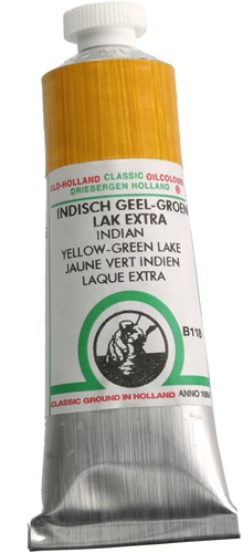 oudt hollandse olieverf indisch geel/groene lak - tube 40 ml