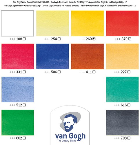 Van Gogh aquarelverf kunststof set 12 x 10 ml.-2