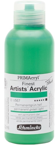 Schmincke primacryl fluid permanentgroen licht - flacon 250 ml.