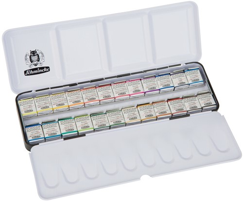 Schmincke Aquarel walnoot houten kist - 24 tubes (5 ml)