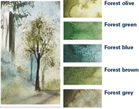 Schmincke Horadam aquarel super granulatie set 'forest' 5 x 5 ml.