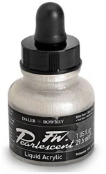 Daler Rowney FW parelmoer acryl inkt - white pearl - flacon 29,5 ml