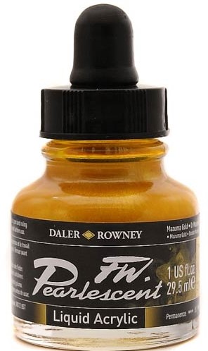 Daler Rowney FW parelmoer acryl inkt - mazuma gold - flacon 29,5 ml