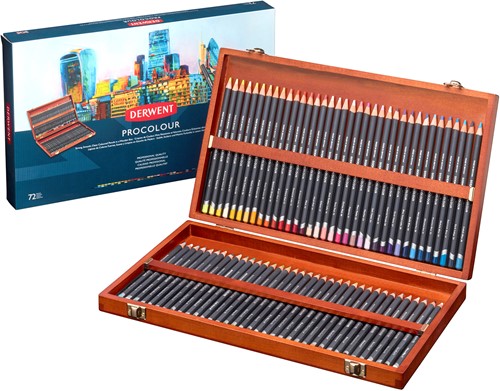 Derwent procolour houten kist 72 stuks (aanbieding)