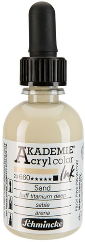 Schmincke Akademie acryl inkt titaanbuff donker - flacon 50 ml.